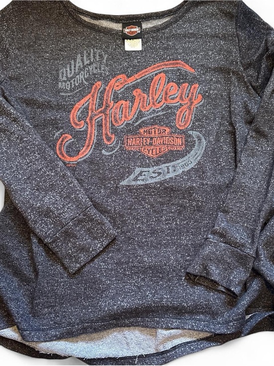 Harley-Davidson Tops - Harley-Davidson Black & Red Bar & Shield Logo Pullover